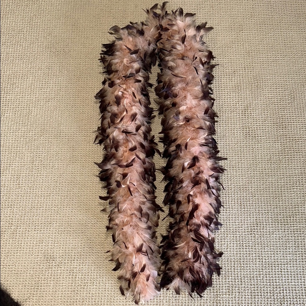 Elegant Feather Boa - Peachy Pink and Dark Brown